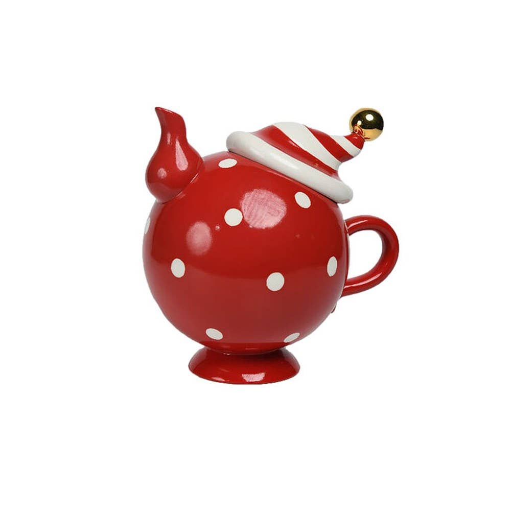 Dunn Deals - Venta al por mayor Figura decorativa - Figura de Tetera Roja y Blanca de la Colección Carrusel de Navidad1