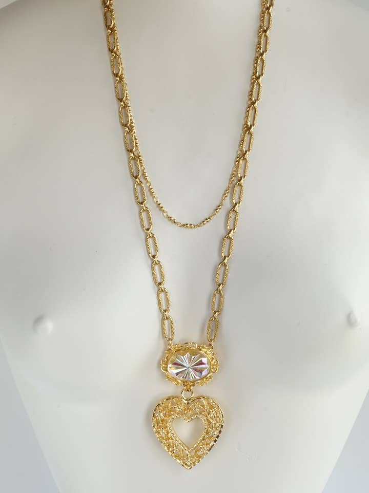 Jewelry, Handmade Necklace-Rock Candy-Crystal-Heart-OOAK-USA for wholesale by A Silk Purse