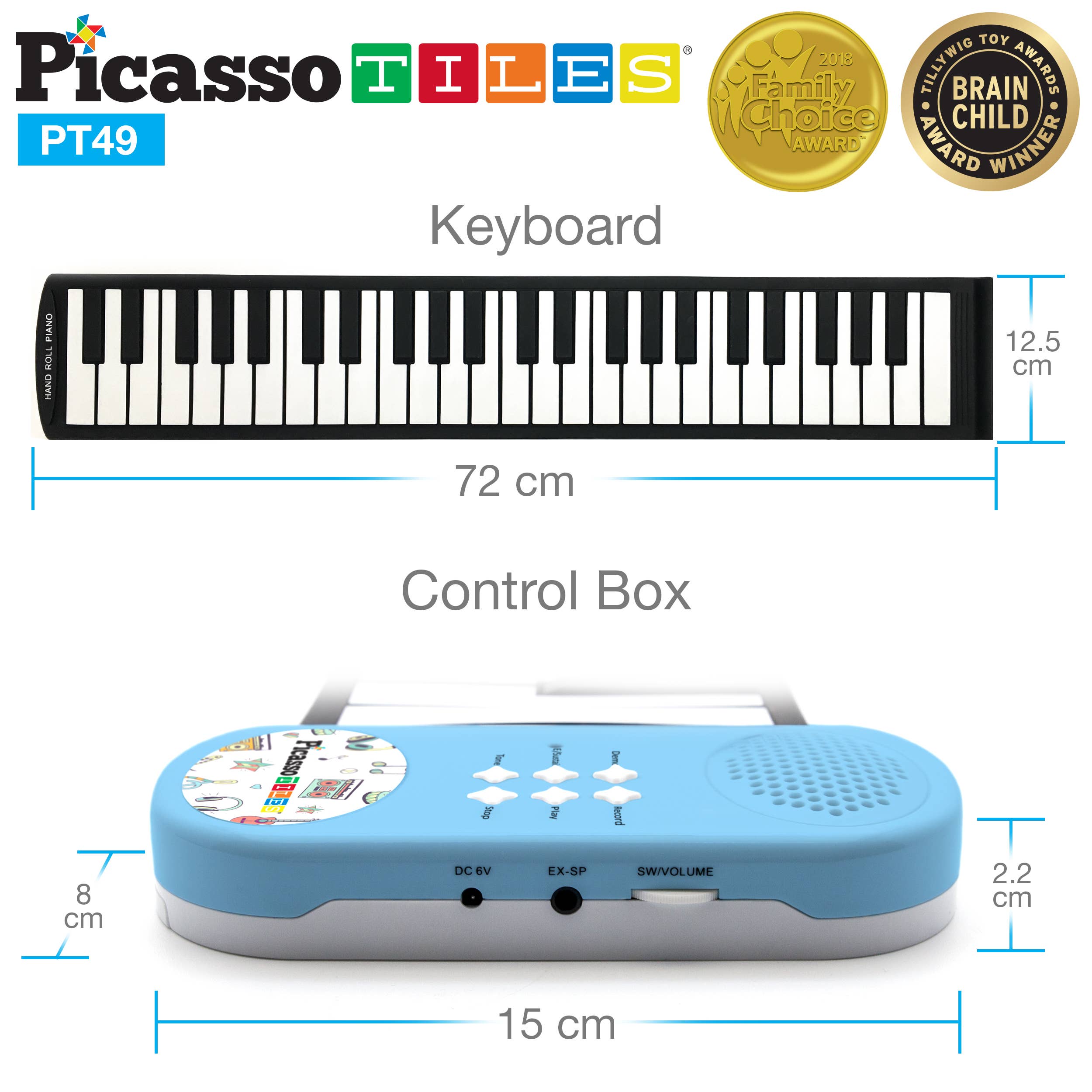 PicassoTiles - Wholesale Musical Toy - Kids & Baby - PicassoTiles Flexible Roll-Up Piano Keyboard5