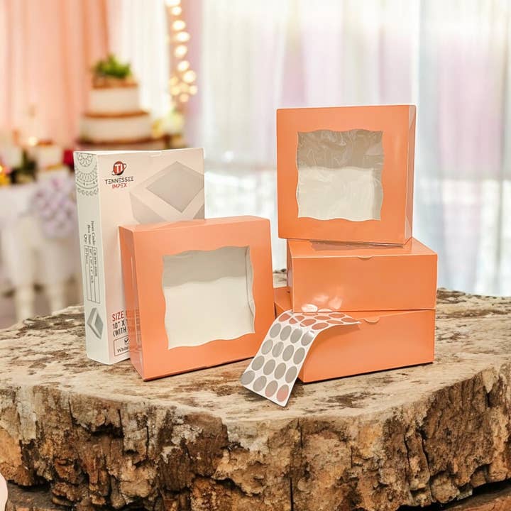 Premium Cake Boxes with Clear Window (Baby Pink) Color for wholesale by Tennessee IMPEX