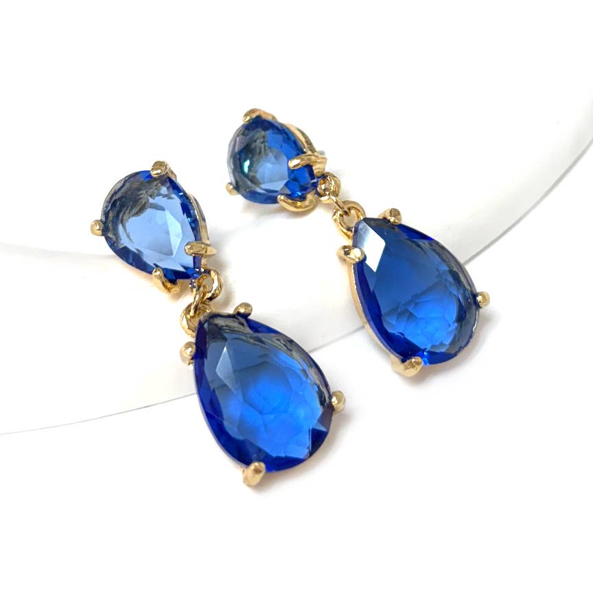 StarryNYC - Wholesale Dangle Earrings - Teardrop Glass Stone Dangle Crystal Bridal Earrings25