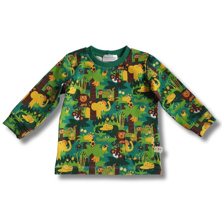 T-shirt à manches longues en jersey de coton biologique Jungle pour la vente par biau-biau Ireland