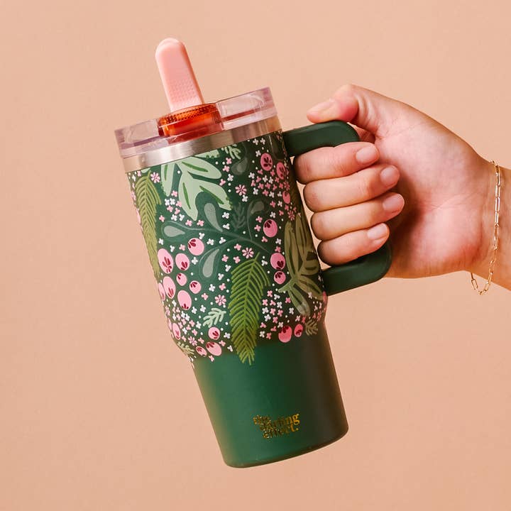 20 oz Lifestyle Flip Straw Tumbler-Jolly Sprig for wholesale by The Darling Effect