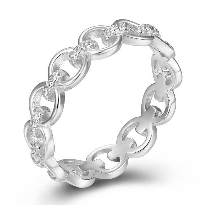 Zirconia ring - kæde - 12 - rhodineret sølv for engroshandel hos Buganto