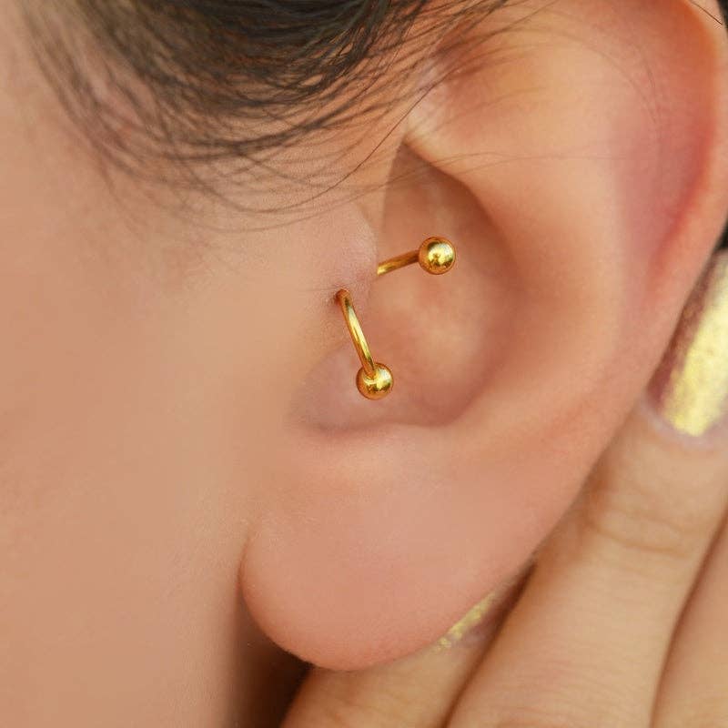 StockJWL - Vendita all'ingrosso Orecchini singoli - Piercing a Spirale Ritorto Piercing a Spirale Orecchini a Spirale in Acciaio Ondulato per Trago, Elica e Cartilagine Oro Argento Nero4