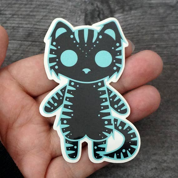 Sonar the Deep Sea Cat - Clear Vinyl Sticker for wholesale by Monster Kitty Society