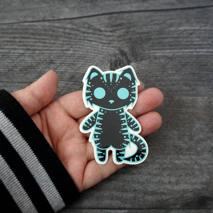 Sonar the Deep Sea Cat - Clear Vinyl Sticker for wholesale by Monster Kitty Society