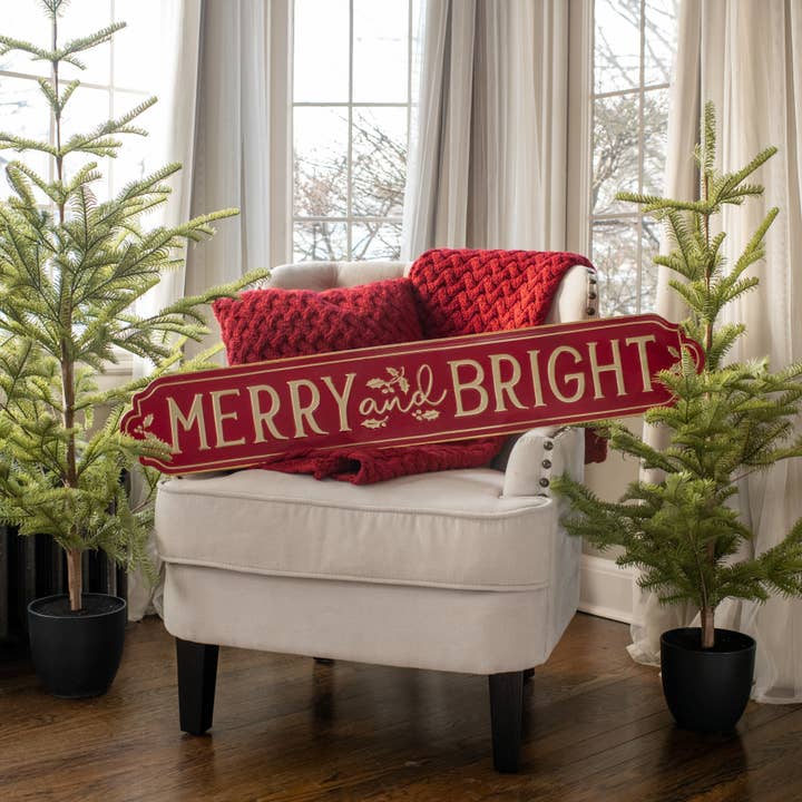 Ragon House - Wholesale Christmas Decoration - 42.75" MERRY & BRIGHT PLAQUE