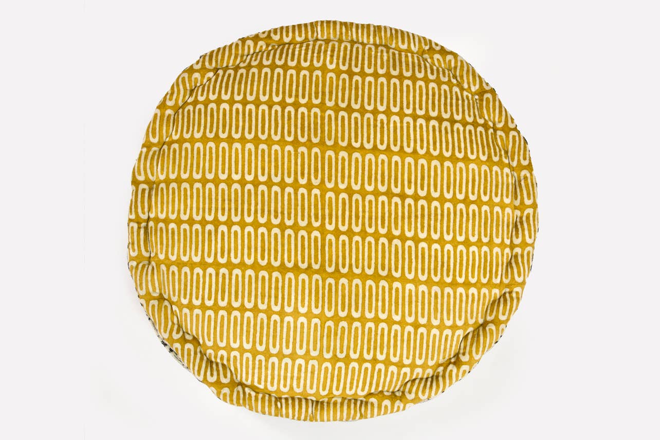 Verve Culture – Engroshandel Meditationsudstyr – Meditationspude med dobbeltsidet bloktryk - rund8