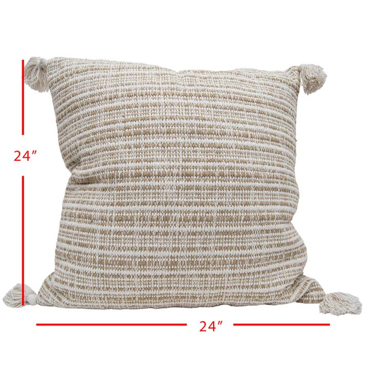 Foreside Home & Garden - Wholesale Throw/Decorative Pillow - Genevieve 24x24 Brown Cotton with Polyester Filled Pillow