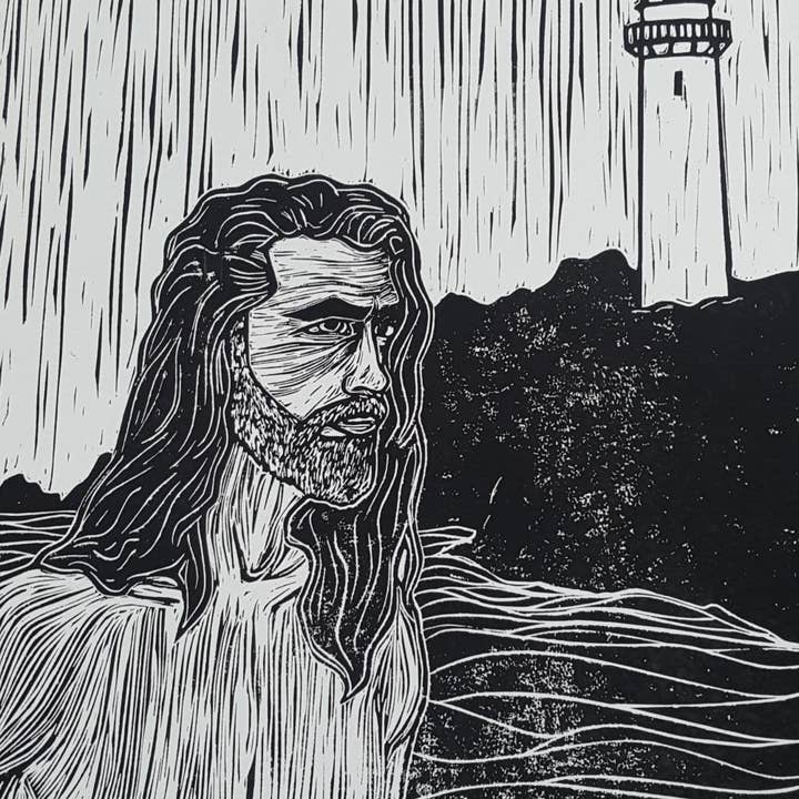 Storm Kelpie A3 Lino print for wholesale by Minifi's Oddities