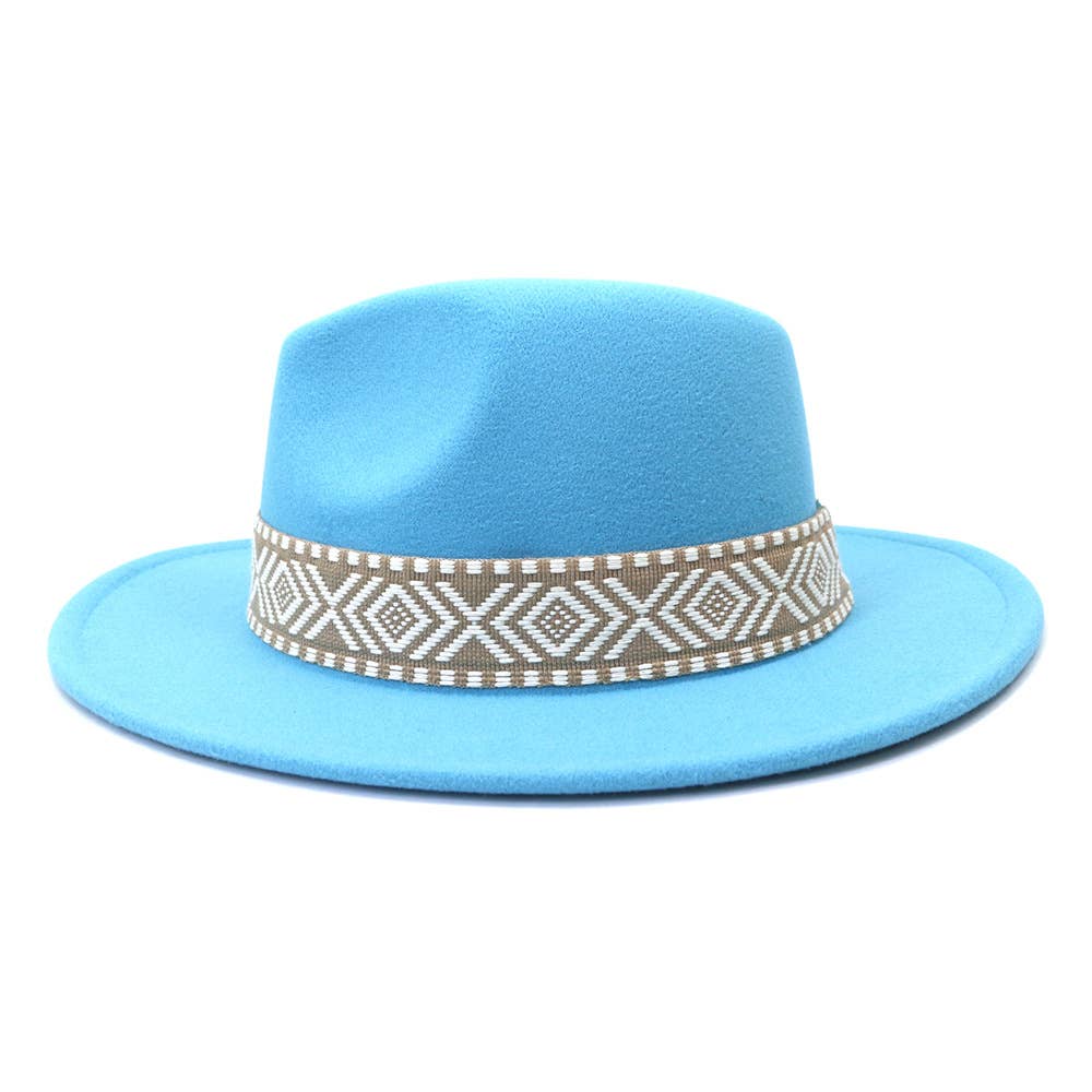Suzie Q USA - Wholesale Fedora - Women's - Aztec Belt Retro Flat Fedora Hat28