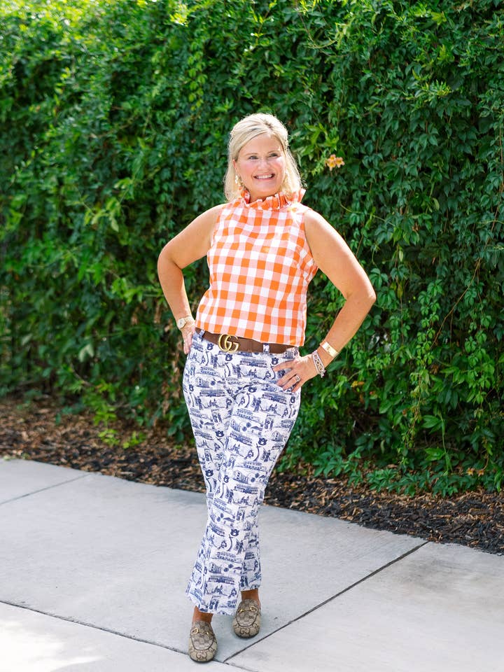 Pittypat's Clothing Co. - Wholesale Pants - Women's - Rutledge Kick-Flare Pant Auburn Navy & White