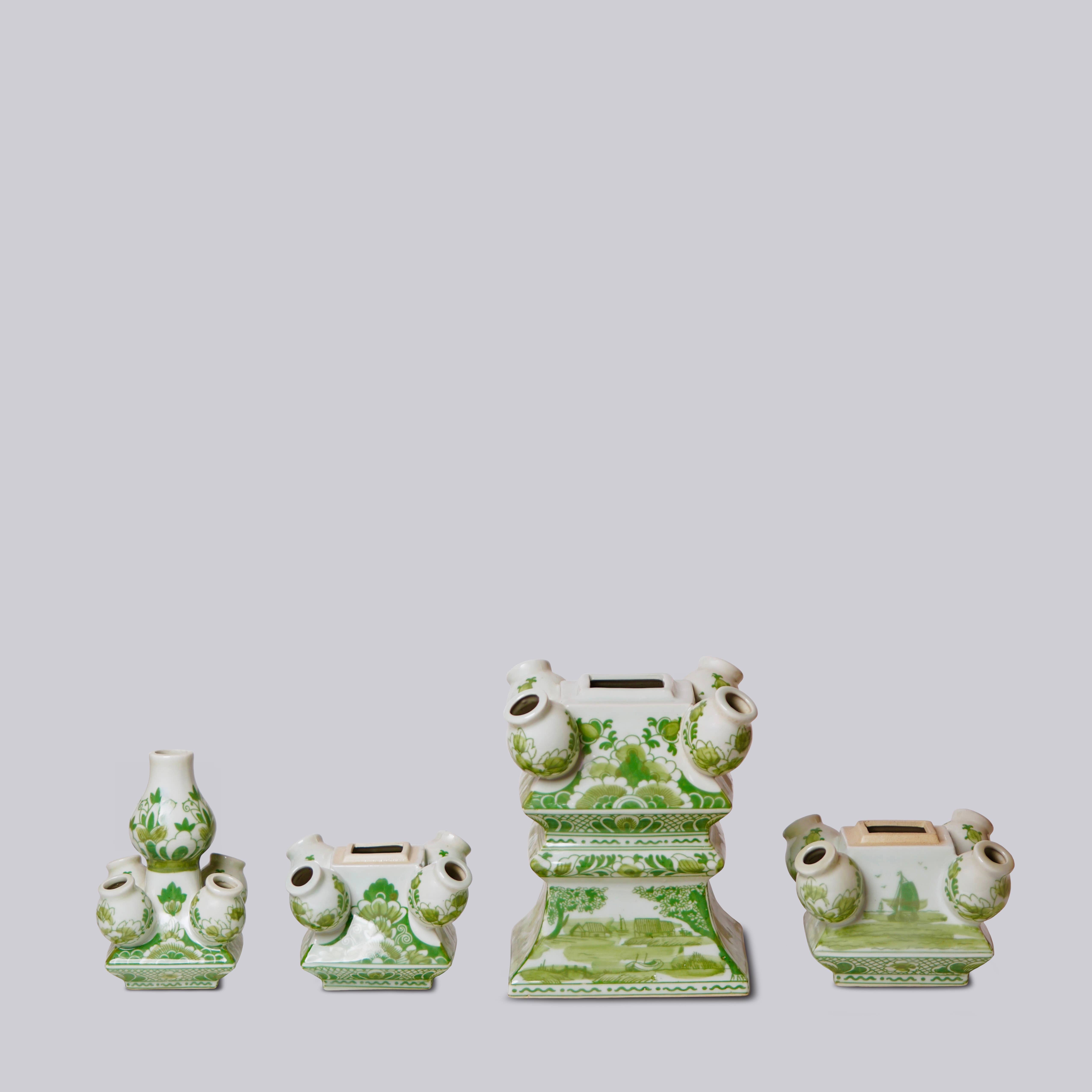 Cobalt Guild – Großhandel Vasen – Tulipiere aus grünem und weißem Kurzporzellan3