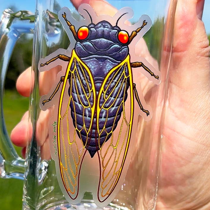 Ryan McCulloch Art – wholesale Sticker – CLEAR STICKERS: Cicada Sticker1