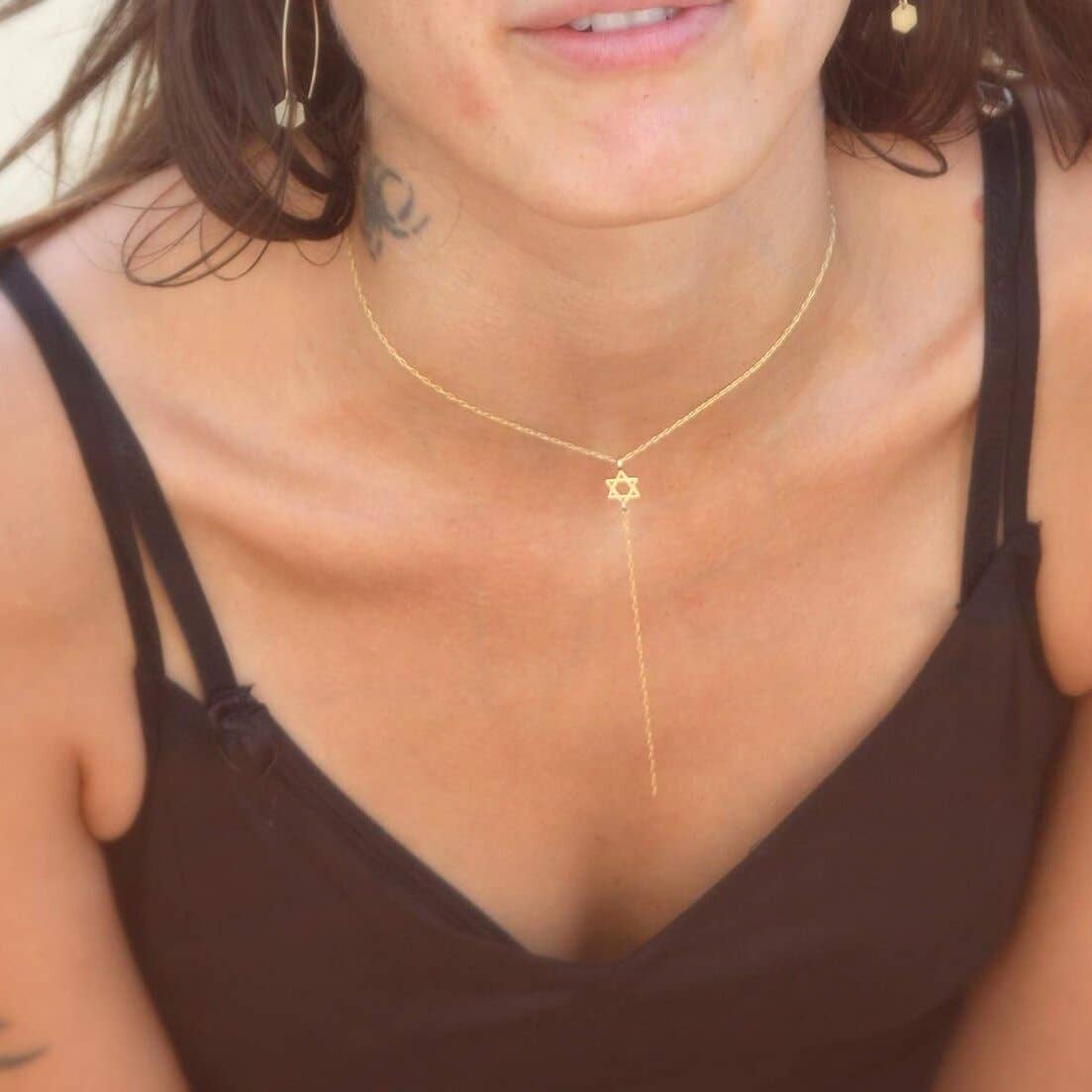 Koch La Ni Jewelry - Wholesale Y-Neck/Lariat Necklace - 18K Gold Plated Star of David Lariat Necklace5