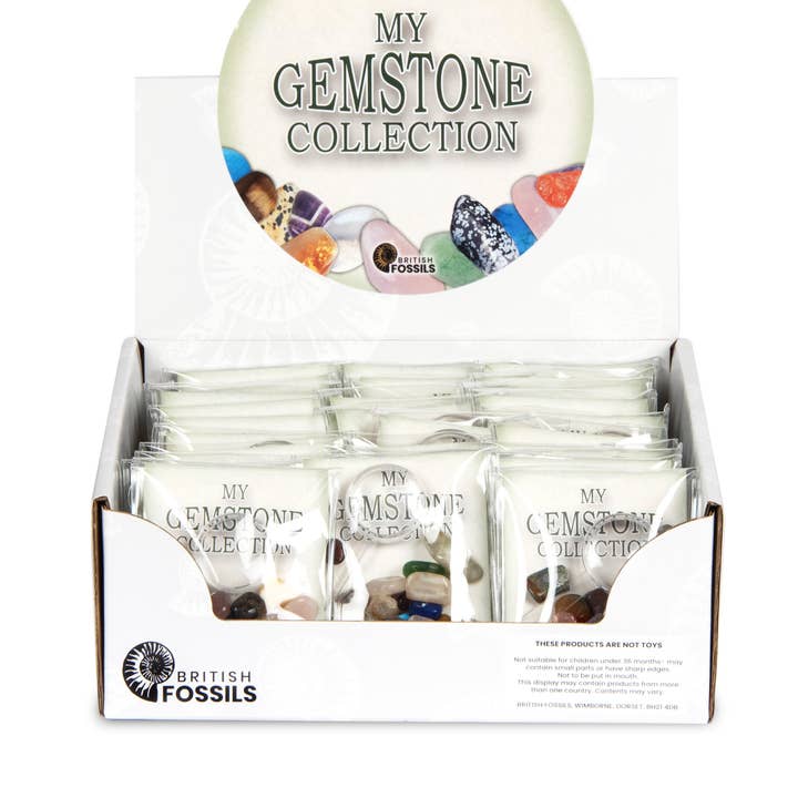 Pacchetto di borse per lenti d'ingrandimento con pietre preziose per la vendita all'ingrosso da parte di British Fossils