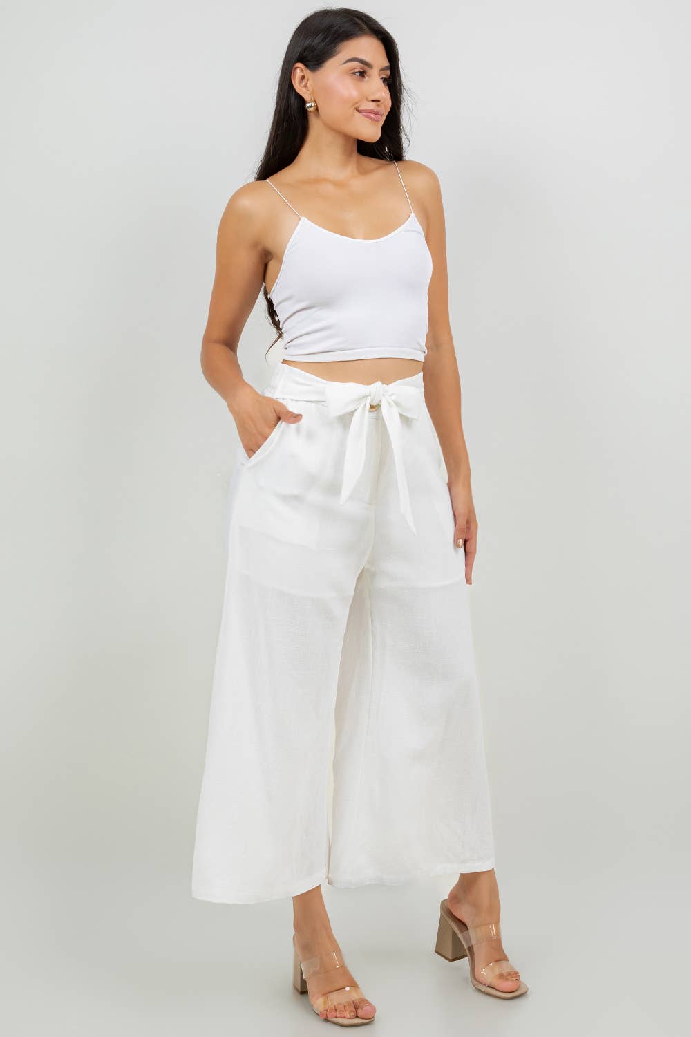 Veracci - Wholesale Pants - Women's - Linen Blend Wide-Leg Capri Pants14