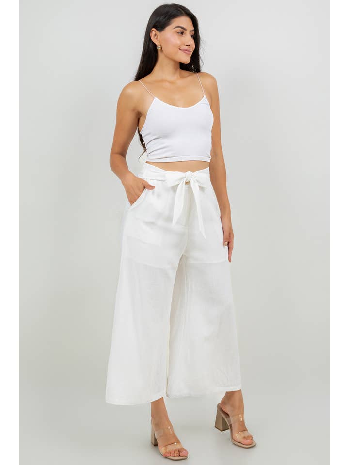 Veracci - Wholesale Pants - Women's - Linen Blend Wide-Leg Capri Pants14