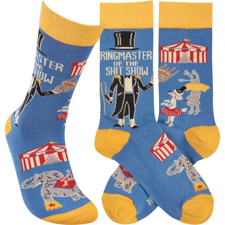 Ringmaster Of The Shitshow Socks and other Purchase Wholesale tshirt harry hines. Free Returns & Net 60 Terms on Faire trending on Faire.