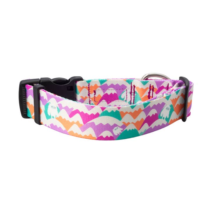 Yetis in the Alps Dog Collar – Handmade & Adventure-Ready for wholesale by Wildside Dog Gear