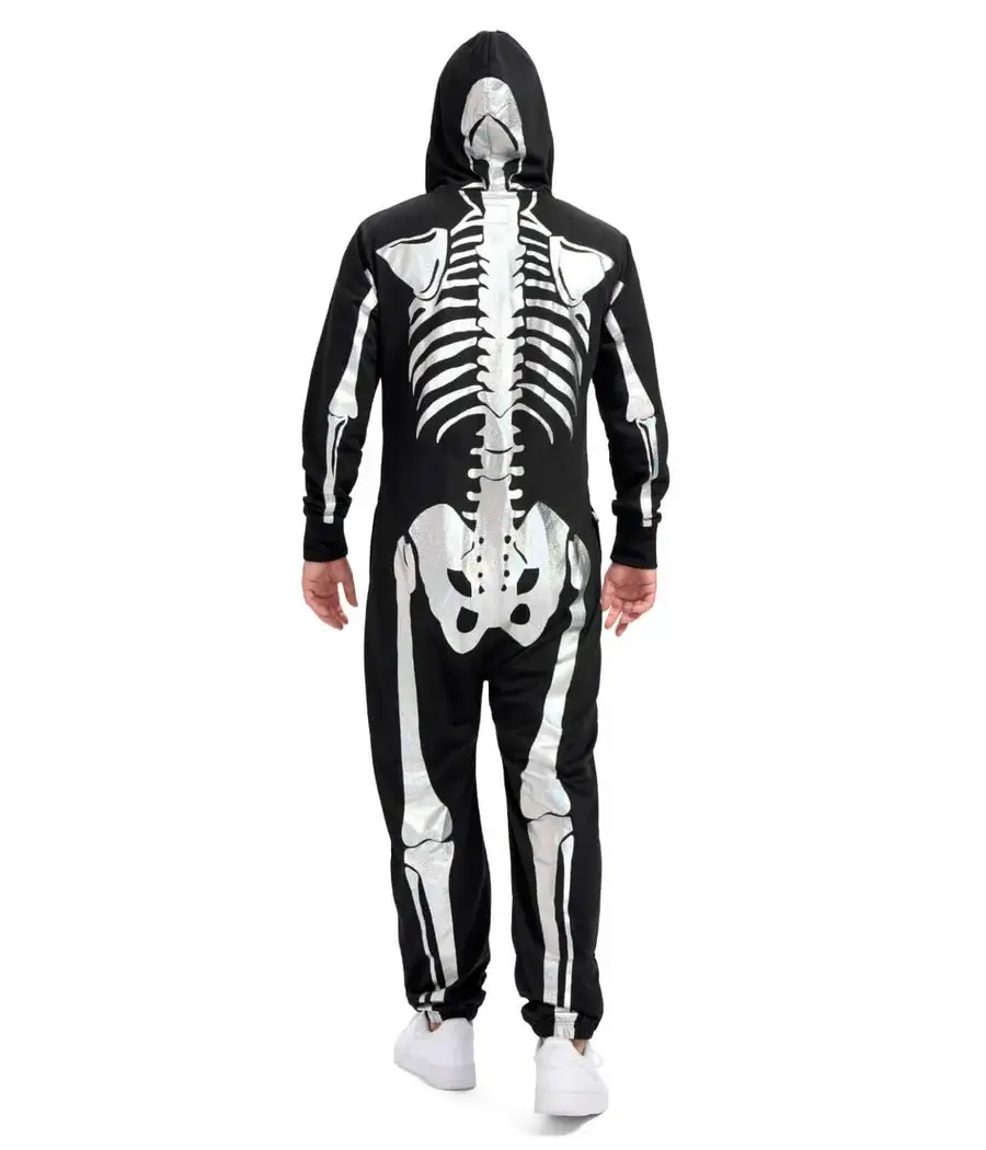 Tipsy Elves - Vente Combinaison pyjama – homme - Combinaison Squelette Scintillante - Costume d'Halloween Argenté pour Homme3