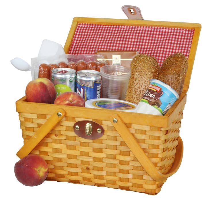 Quickway Imports - Wholesale Picnic Basket - Picnic Basket Gingham Lined with Folding Handles