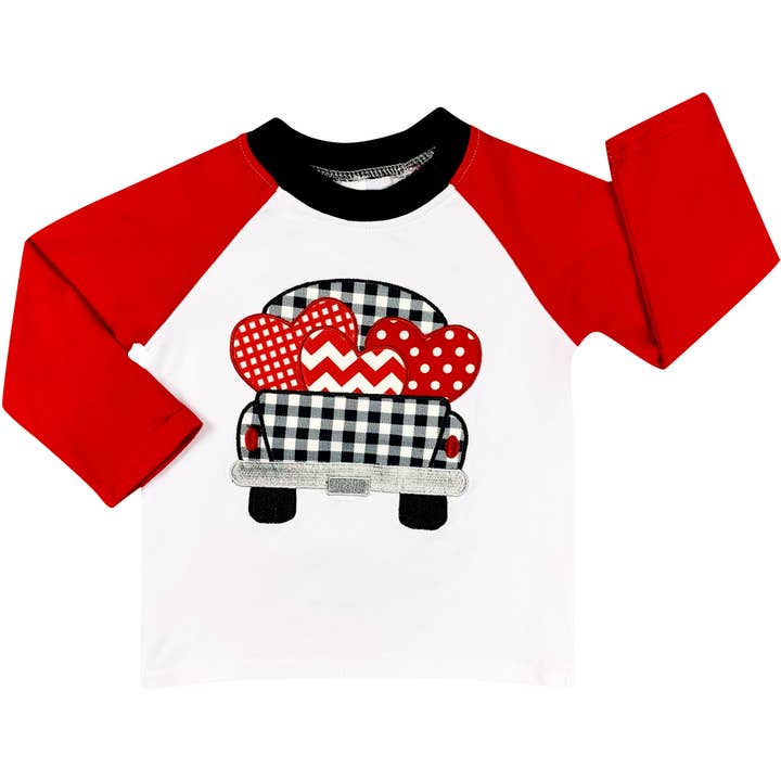 CLEARANCE Baby Boy Valentine Heart TRUCK Raglan Tshirt for wholesale by Angeline Kids