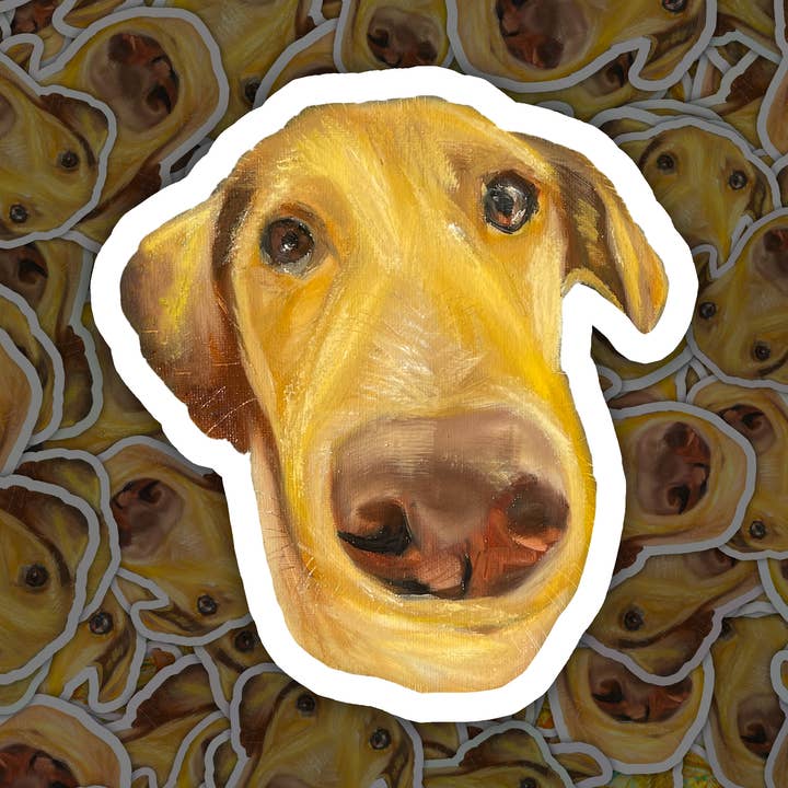 Autocollant en vinyle durable, motif chien Labrador doré pour la vente par Deking Art