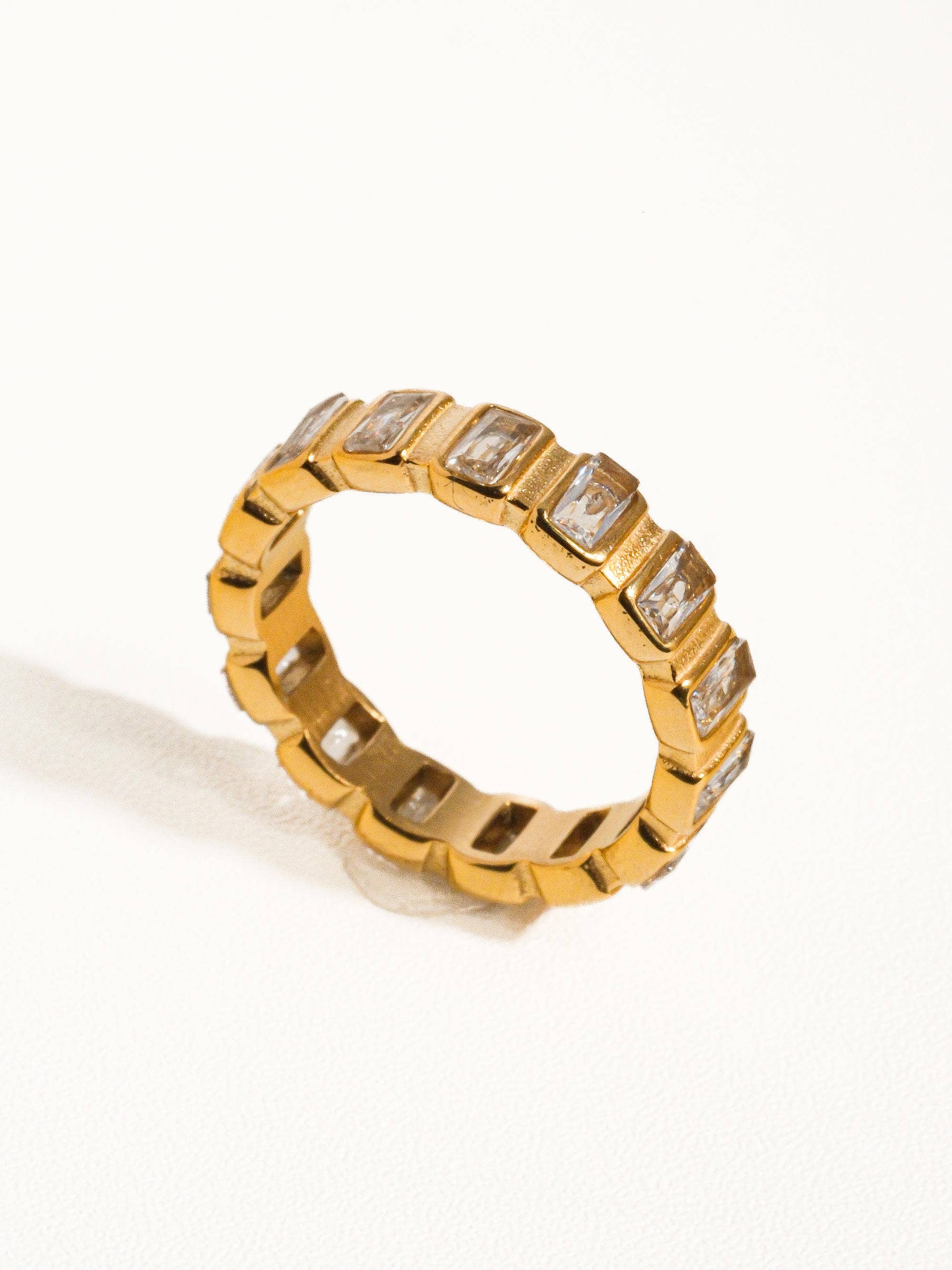 Sterling Gold Non-Tarnish Gold Rhinestone Ring for wholesale on Faire1