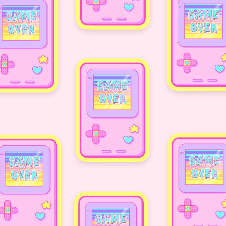 Holographic Handheld Game Boy Waterproof Die Cut Sticker for wholesale by Oshkico