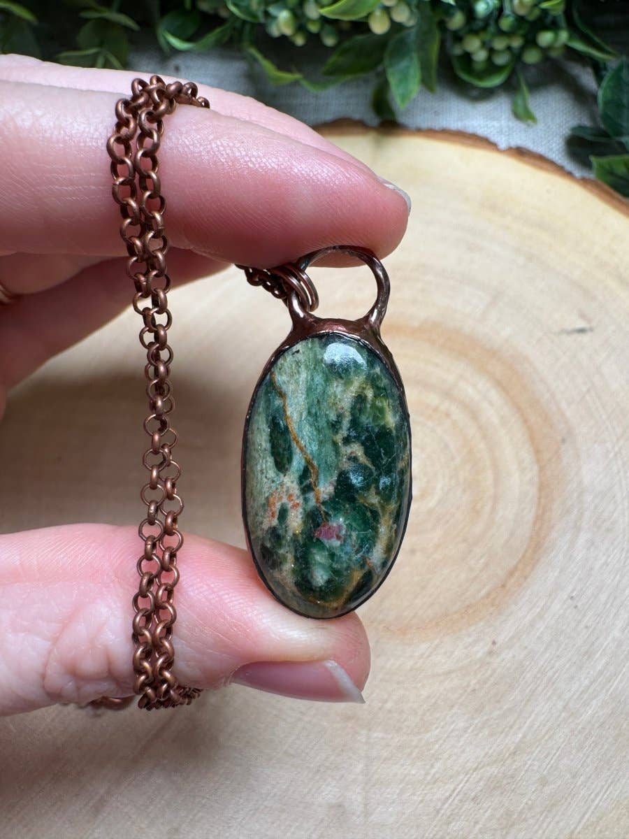 Copper Ashes - Wholesale Pendant/Charm Necklace - Ruby in Fuchsite Necklace0