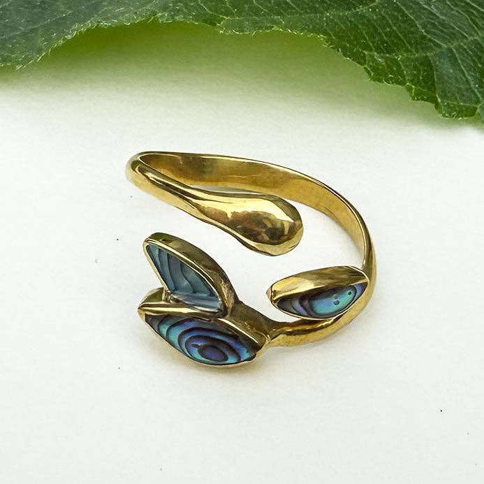 Abalone Bladring - Messing, Indonesien for engroshandel hos Women's Peace Collection