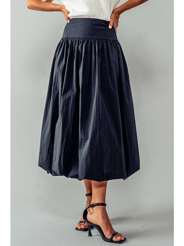 BLACK Eclipse Crescent Balloon Midi Skirt for wholesale on Faire