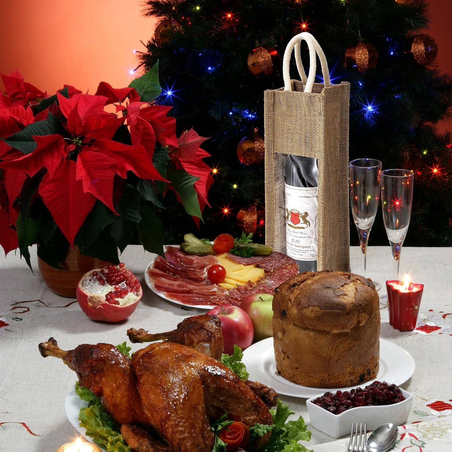 Alo Organic International – Großhandel Flaschentüte – Jutesäcke für Weinflaschen mit Fenster und Griff, einzeln6