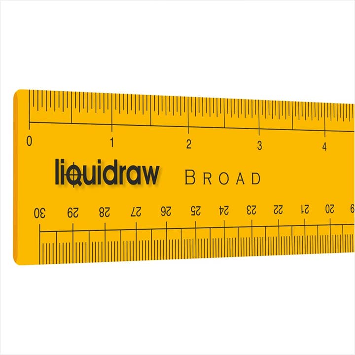 Liquidraw – wholesale Ruler – Liquidraw Ruler 30cm 12" Broad Transparent Orange Inches & cm2