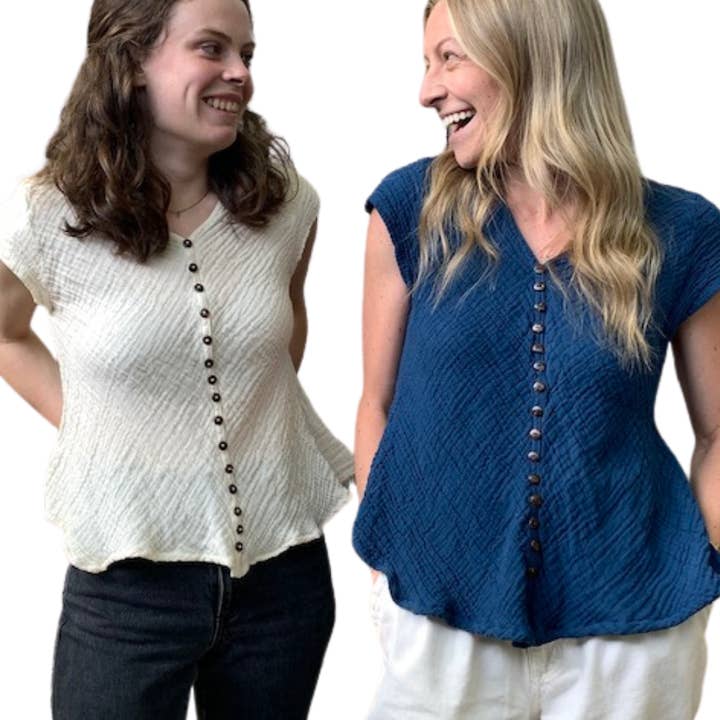 Unique Batik Fair Trade - Wholesale Blouse - Women's - Button Top | 100% Gauzy Cotton with Coconut Buttons