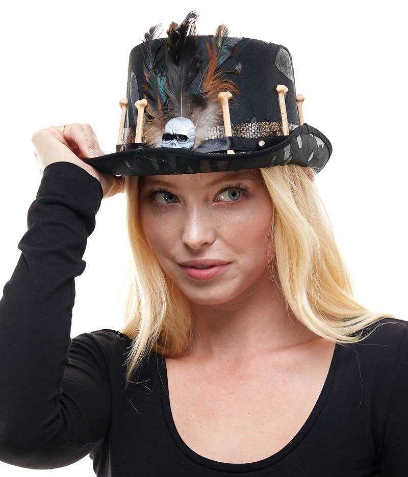 KBW Global Corp. - Wholesale Hat Accessory - Women's - Witch Doctor Feather Skull Hat0