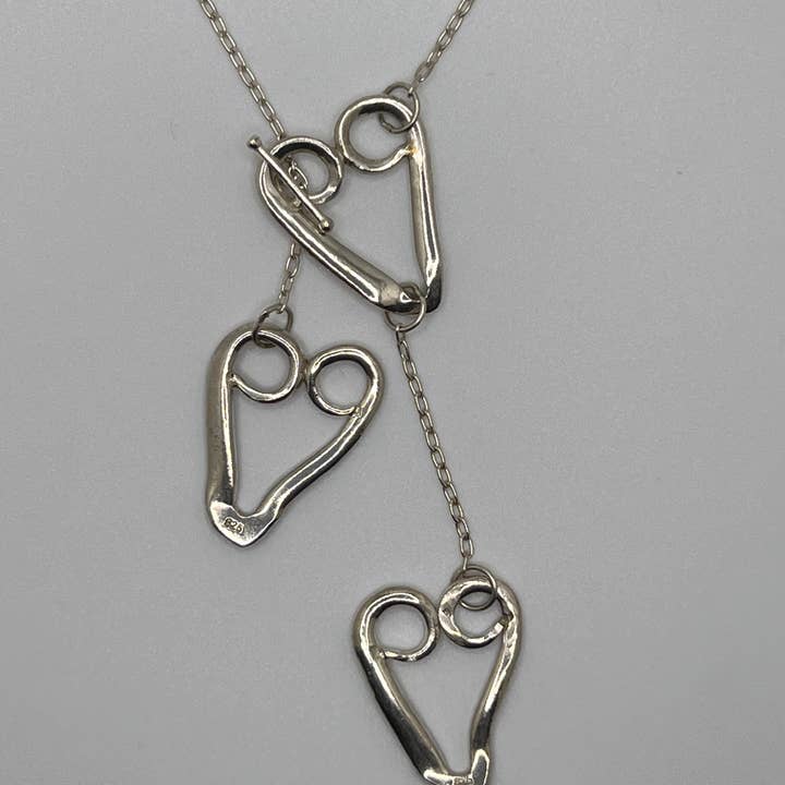 Silver Heart Necklace, Silverware Jewelry, 28" for wholesale by Lost & Forged