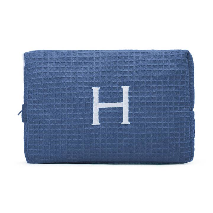 Weddingstar Inc. - Wholesale Make-up/cosmetic bag - Women's Large Cotton Waffle Makeup Bag- Navy Blue0