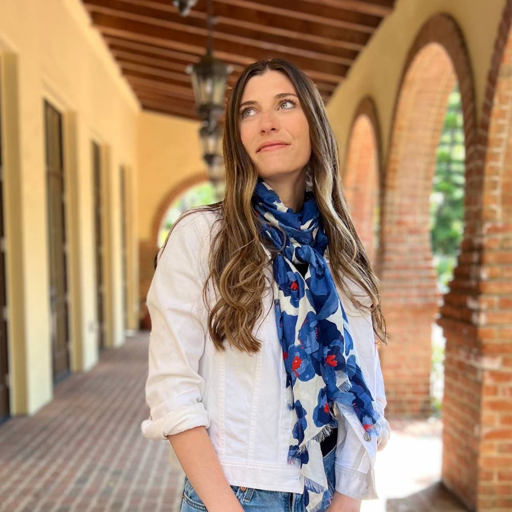 Humble Hilo – Cachecol - Mulher por atacado – Lenço Humble Hilo com arte de papoulas vetoriais6