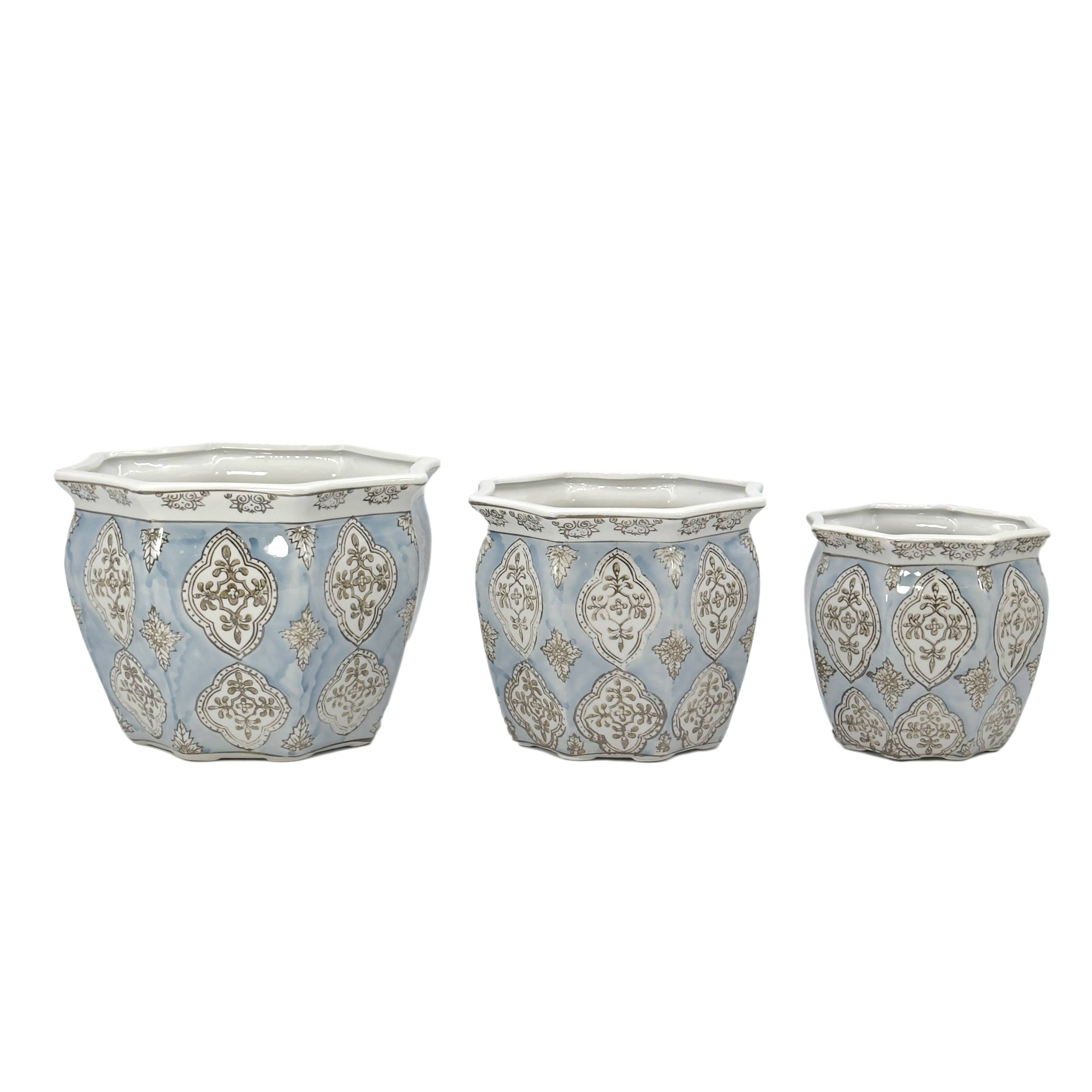 Galt International Company - Vendita all'ingrosso Vasi per piante - Set di 3 vasi per fioriere in ceramica Chinoiserie, 7,5"/10"/13"55