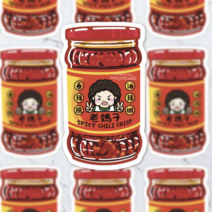 Muijistudio - Wholesale Sticker - Lao Ma Zi Spicy Chili Crisp sticker, Chinese mom sticker