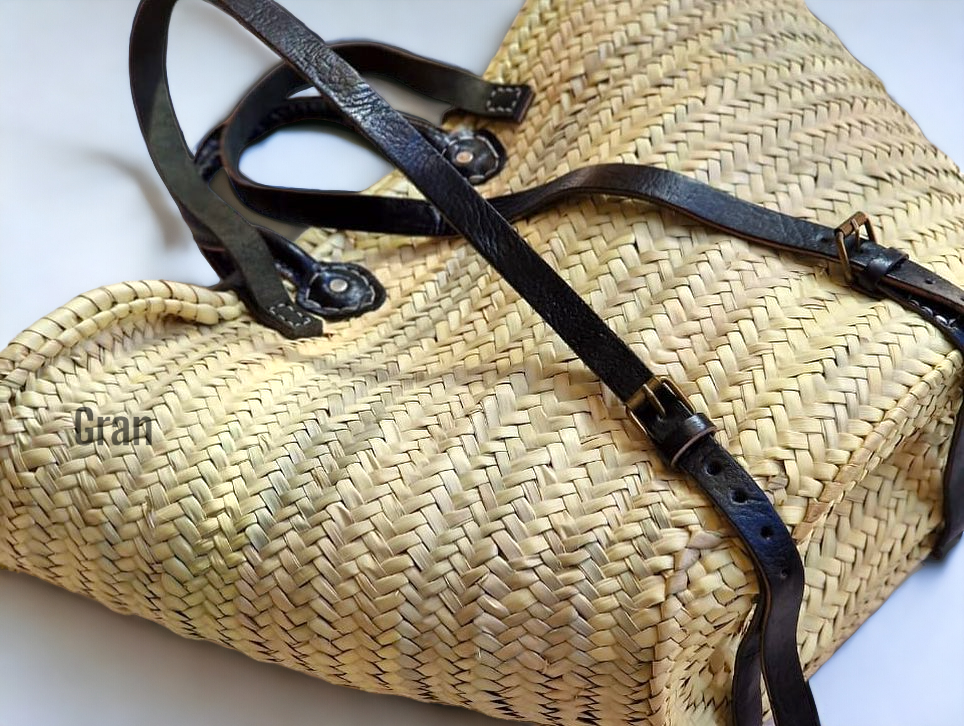Gran Wholesale - Wholesale Backpack - Women's - Moroccan French Market Basket Bag - Backpack with Leather3