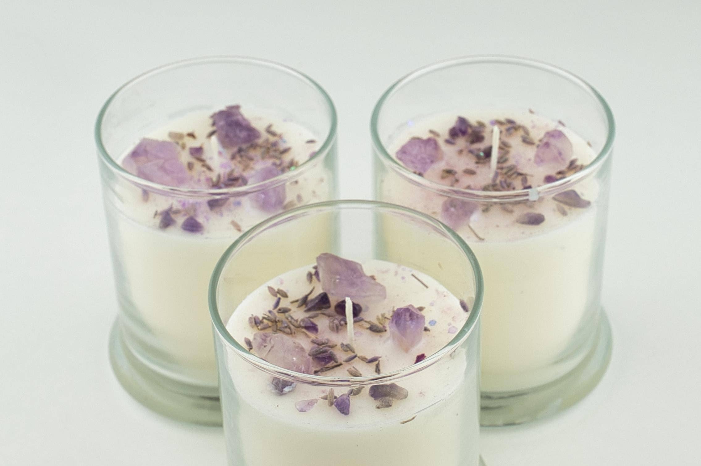 North Ave Candles - Wholesale Jar/Filled Candle - Crystal Candle / Amethyst | Lavender + Chamomile2