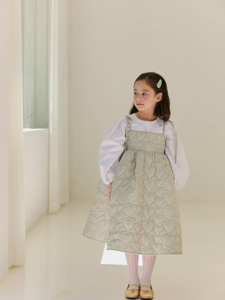 Robe matelassée Love en kaki pour la vente par IMOIMO KIDS