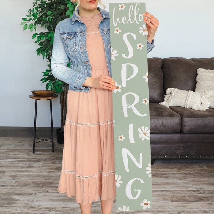 Sincere Surroundings - Wholesale Sign - Hello Spring Green - Porch Boards1