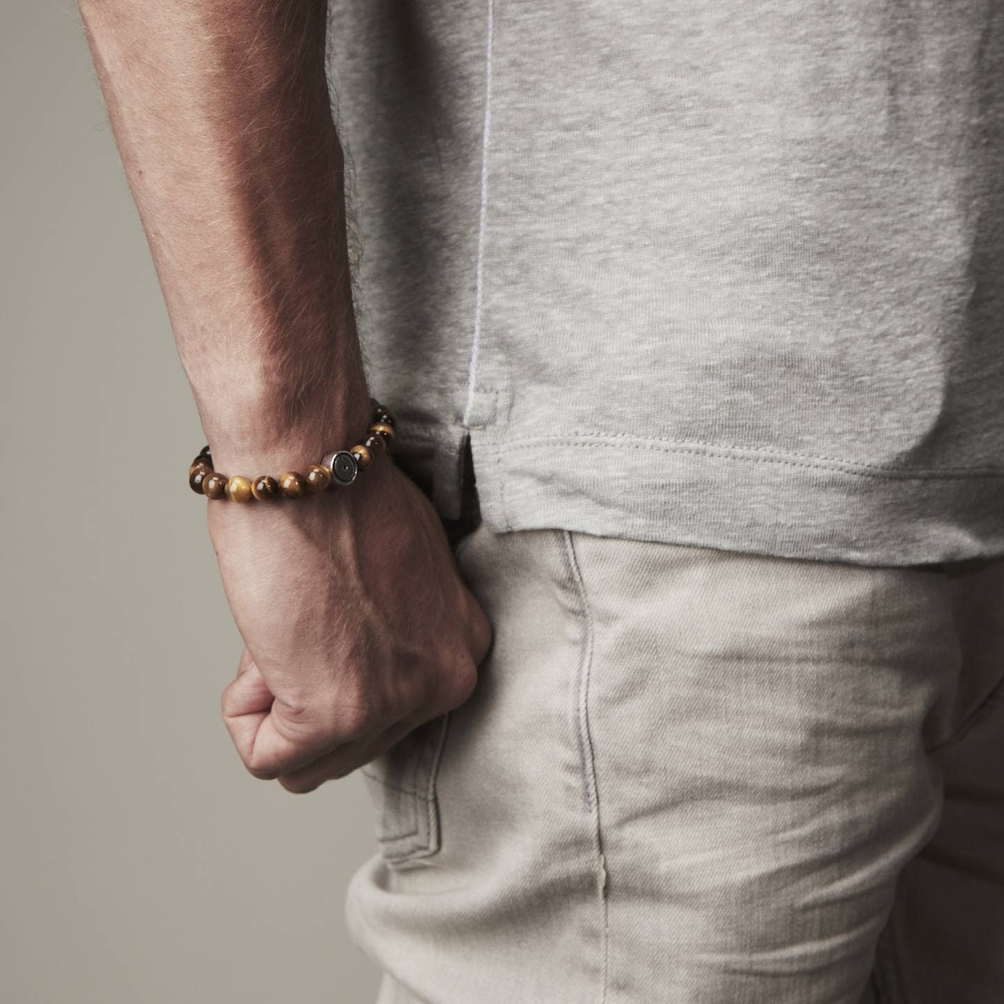 Bhoma - Mens Designer Jewelry - Wholesale Beaded Bracelet - Mens Tiger Eye Bracelet with Sterling Silver2