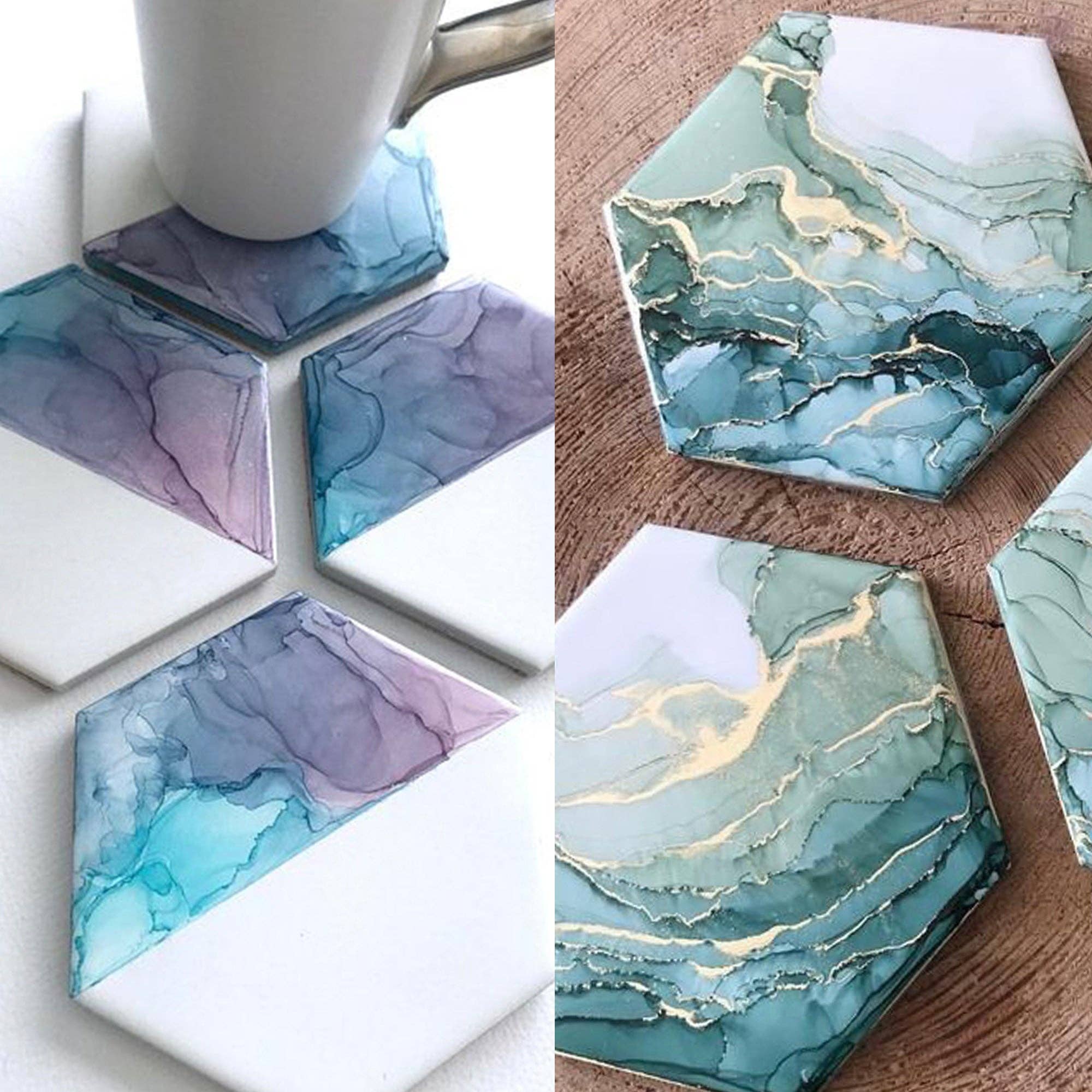 Pixiss - Vendita all'ingrosso Kit per lavoretti fai da te - PIXISS - Sottobicchieri esagonali in ceramica con retro in sughero, 124