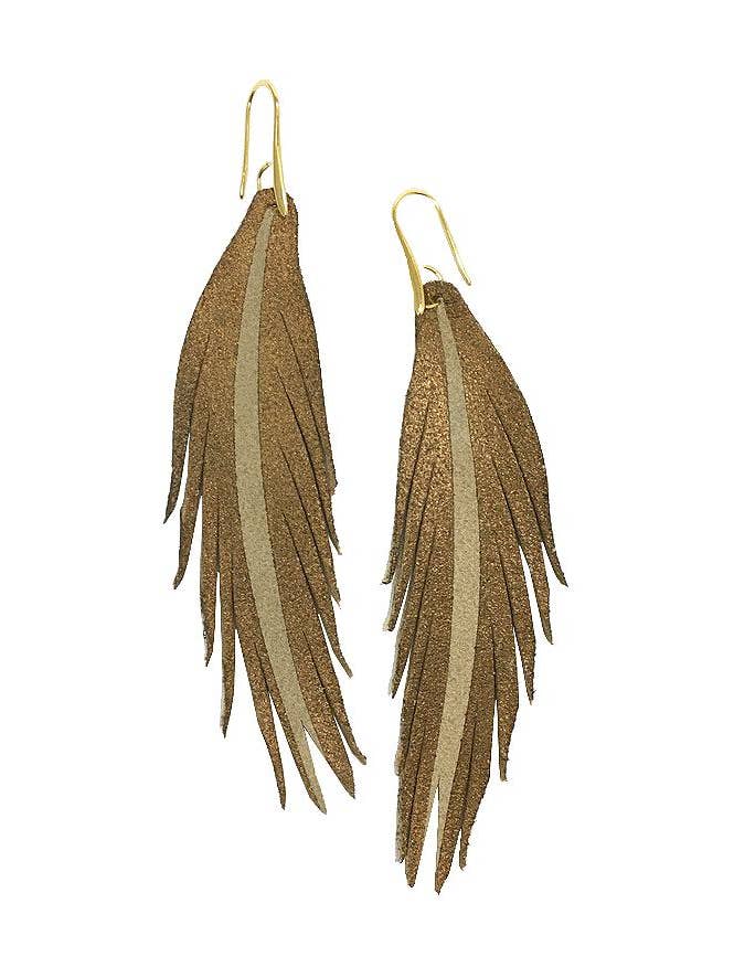 Brinco de couro de pena curta - pintado de bronze por atacado de The Supply Society